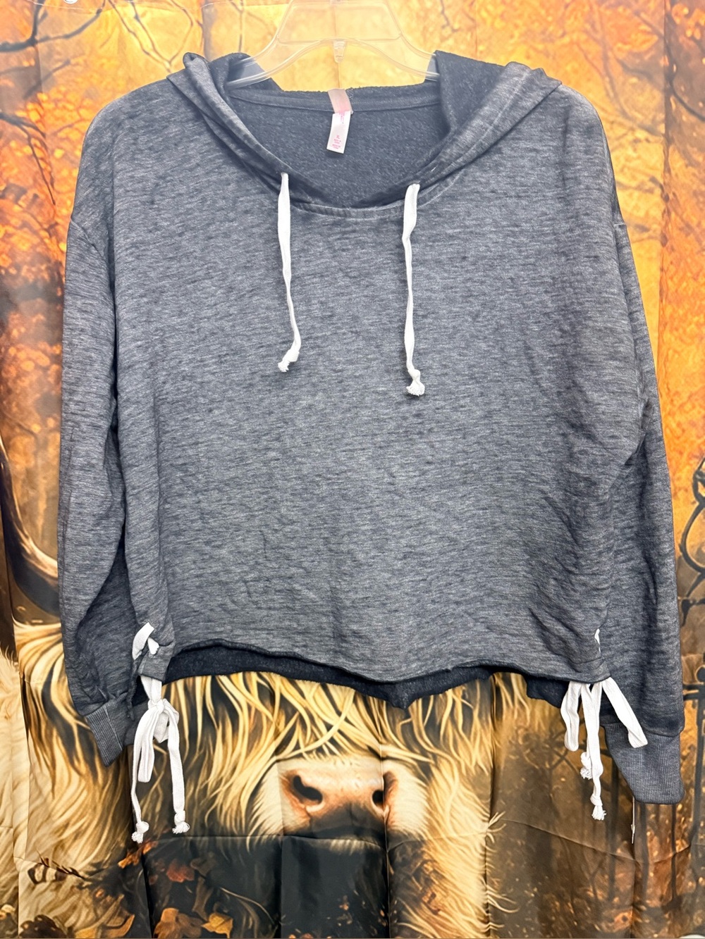Xhilaration Charcoal Gray Hooded Drawstring Pullover